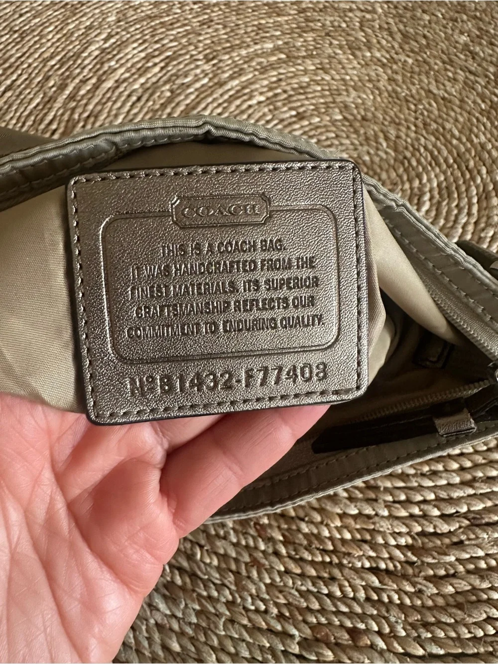COACH F77408 Getaway Nylon File Crossbody Shoulder Bag Purse Taupe